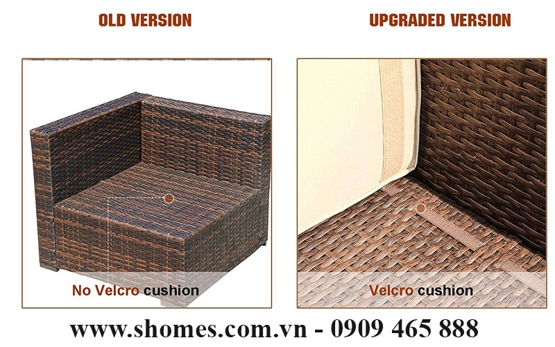 SOFA NHỰA MÂY NGOÀI TRỜI DÁNG CHỮ L 4 CHỖ NGỒI - góc nhìn 2 | Shomes