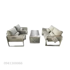 Bộ sofa phòng khách khung nhôm màu kem