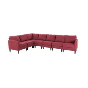 bridger 7 piece deep red fabric sectional couch