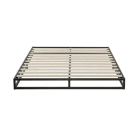 queen size 6 inch low profile metal platform bed frame with wooden slats