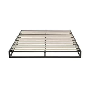 queen size 6 inch low profile metal platform bed frame with wooden slats