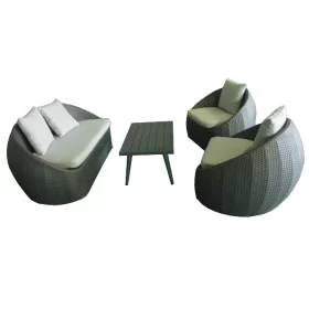 BỘ SOFA NHỰA MÂY HÌNH TRỨNG MÀU XÁM ĐẬM CAO CẤP | Shomes