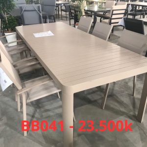 bb041 1 - Bộ Bàn Ghế Phòng Ăn Khung Nhôm 1 Bàn 8 Ghế - BB041