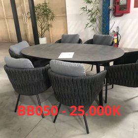 BỘ BÀN GHẾ 1 BÀN 6 GHẾ KHUNG SƠN TĨNH ĐIỆN- BB050