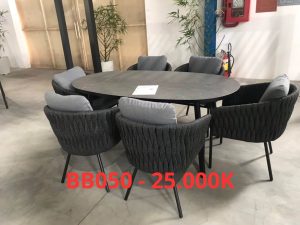 BỘ BÀN GHẾ 1 BÀN 6 GHẾ KHUNG SƠN TĨNH ĐIỆN- BB050