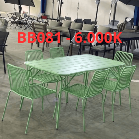 Bộ Bàn Ghế Sân Vườn Khung Thép Sơn Tĩnh Điện - Bb081