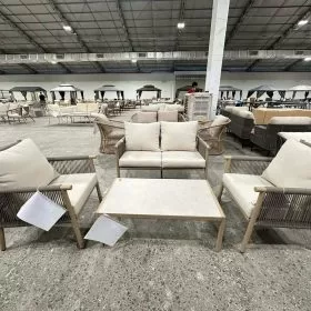 Bộ Sofa Ngoài Trời Nhôm Đan Dây 4 Món