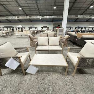 BỘ SOFA NGOÀI TRỜI NHÔM ĐAN DÂY 4 MÓN