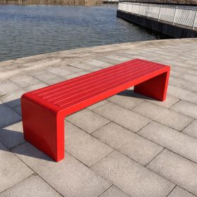 Ghế băng bằng thép màu đỏ dài 1.2m - góc 1