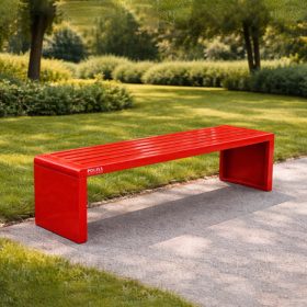 Ghế băng bằng thép màu đỏ dài 1.8m