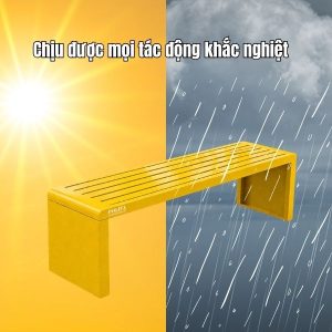 Ghế băng dài sân vườn màu vàng 1m5 - góc 1