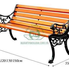 Ghế công viên có tựa gỗ nhựa đầu hổ 150 cm - góc 1