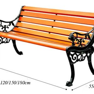 Ghế công viên có tựa gỗ nhựa đầu hổ 180 cm - góc 1