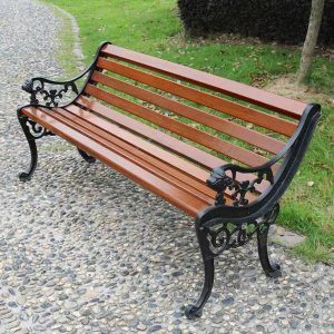 Ghế công viên giả gỗ đầu hổ 1m8 màu nâu đậm