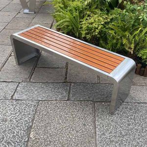 Ghế công viên inox không tựa gỗ nhựa 120 cm - góc 1