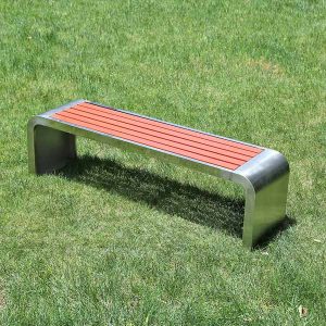 Ghế công viên inox không tựa gỗ nhựa 180 cm - góc 1