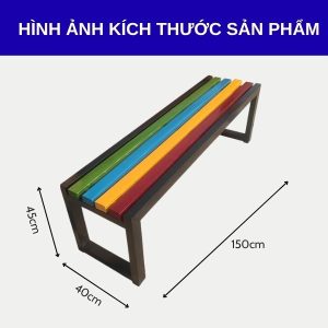 Ghế công viên không tựa gỗ nhựa 150 cm - góc 1