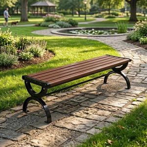 Ghế công viên không tựa màu nâu đậm 150 cm - góc 1