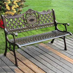 Ghế công viên nhôm đúc, ghế sân vườn kiểu tân cổ điển màu đồng cổ - góc 1