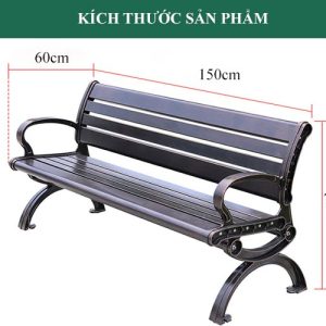 Ghế dài ngoài trời nhôm đúc 1m5 - góc 1