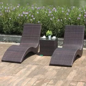 Ghế hồ bơi nhựa giả mây - góc 1