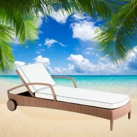 Ghế nằm bãi biển mây nhựa - góc 1