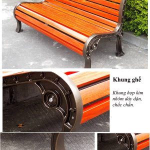 Ghế nhôm đúc ngoài trời giả gỗ - góc 1