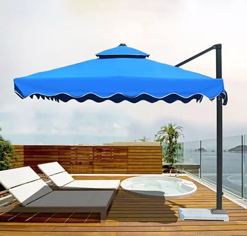 Ô dù lệch tâm vuông cao cấp 3 mét màu xanh