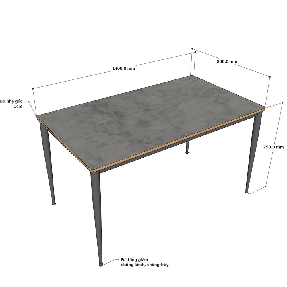 Bàn ăn 140cm gỗ Plywood chân sắt vuốt côn lắp ráp Bàn ăn 140cm gỗ Plywood chân sắt vuốt côn lắp ráp - hình 1