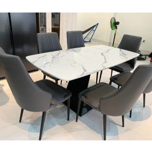 Bàn ăn 160x80cm mặt đá chân sắt - hình 1