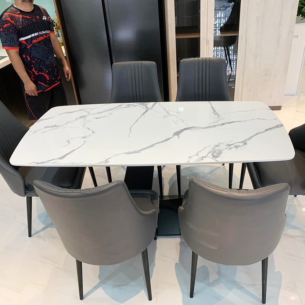 Bàn ăn 160x80cm mặt đá chân sắt Bàn ăn 160x80cm mặt đá chân sắt - hình 2