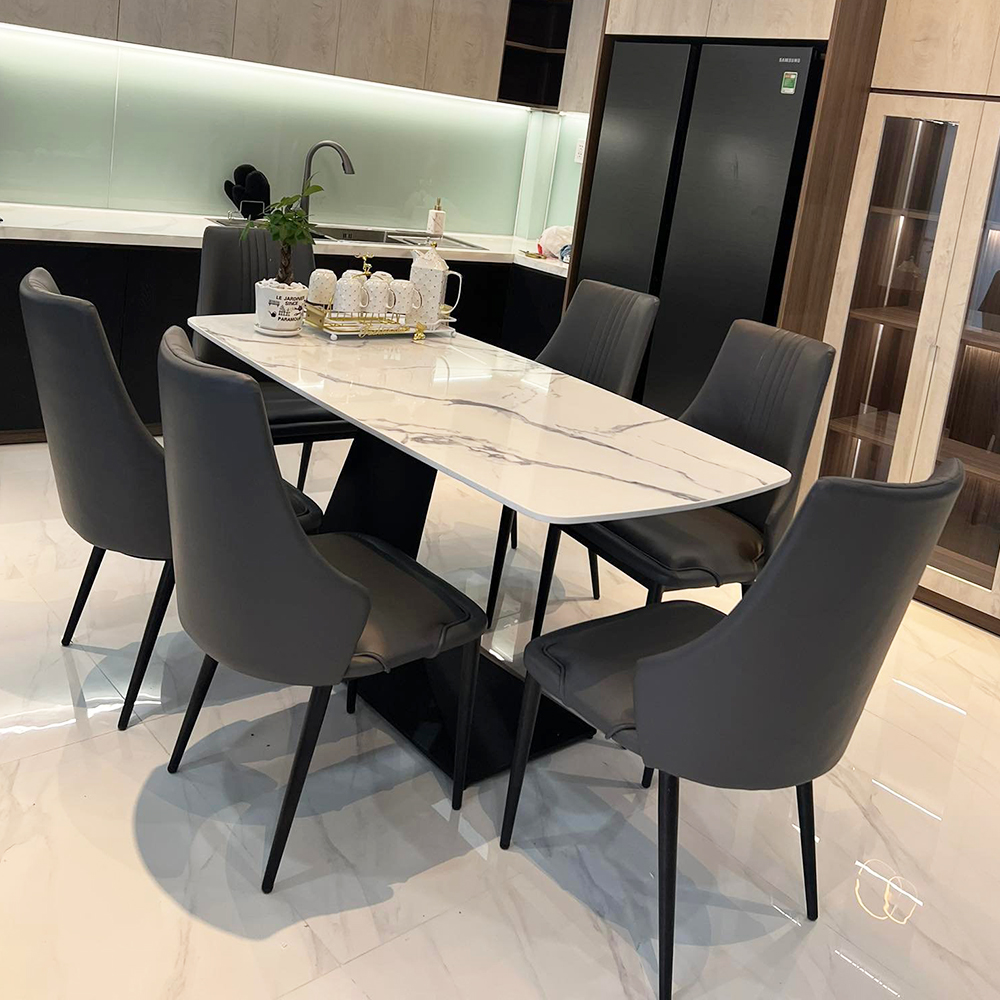 Bàn ăn 160x80cm mặt đá chân sắt Bàn ăn 160x80cm mặt đá chân sắt - hình 3