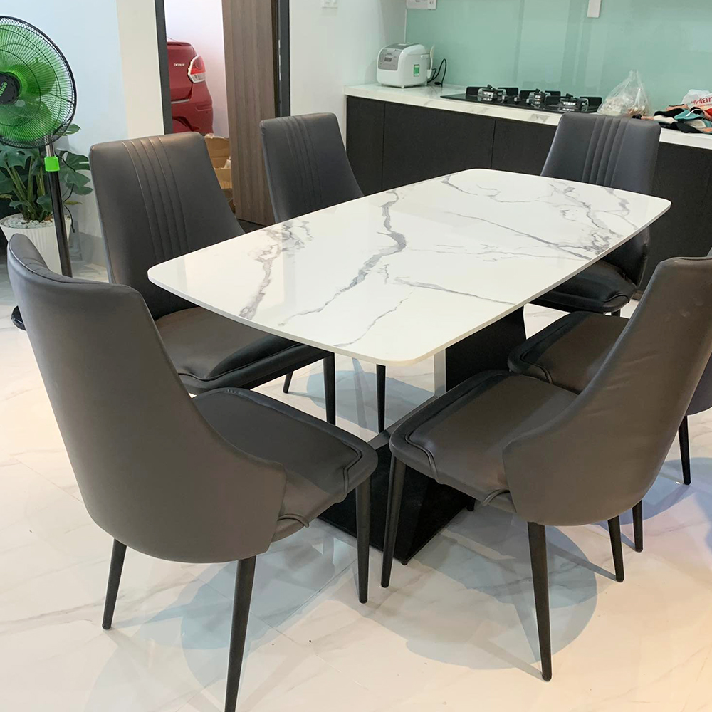 Bàn ăn 160x80cm mặt đá chân sắt Bàn ăn 160x80cm mặt đá chân sắt - hình 4
