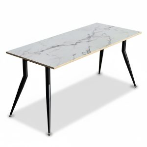 Bàn ăn 160x80cm plywood vân đá chân sắt hệ CONE - hình 1