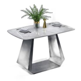Bàn ăn chữ nhật 110x70cm mặt đá chân sắt