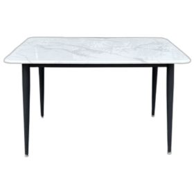 Bàn ăn chữ nhật 120x70cm chân sắt mặt đá vân mây