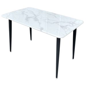 Bàn ăn chữ nhật 120x70cm chân sắt mặt đá vân mây - hình 1