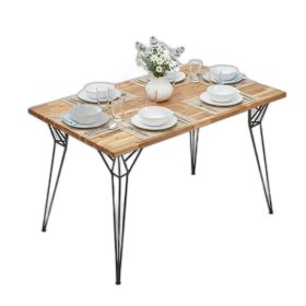 Bàn ăn chữ nhật 120x70cm gỗ tràm chân Hairpin