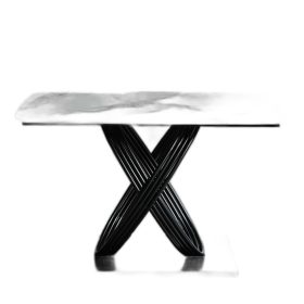 Bàn ăn chữ nhật 120x70cm mặt đá chân sắt nghệ thuật
