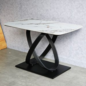 Bàn ăn chữ nhật 120x70cm mặt đá chân sắt nghệ thuật - hình 1