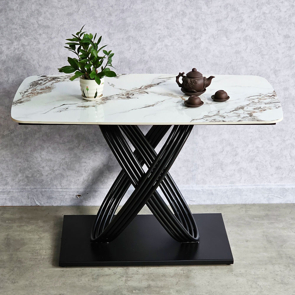 Bàn ăn chữ nhật 120x70cm mặt đá chân sắt nghệ thuật Bàn ăn chữ nhật 120x70cm mặt đá chân sắt nghệ thuật - hình 3