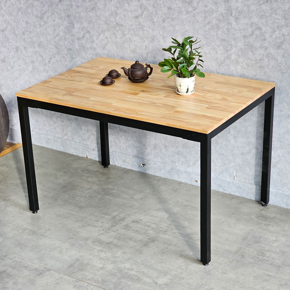 Bàn ăn chữ nhật 120x80cm gỗ cao su chân sắt lắp ráp Bàn ăn chữ nhật 120x80cm gỗ cao su chân sắt lắp ráp - hình 3