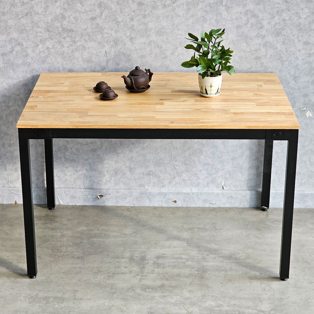 Bàn ăn chữ nhật 120x80cm gỗ cao su chân sắt lắp ráp Bàn ăn chữ nhật 120x80cm gỗ cao su chân sắt lắp ráp - hình 4