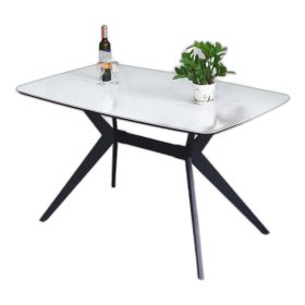 Bàn ăn chữ nhật 130x80cm mặt đá bo góc chân sắt