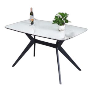 Bàn ăn chữ nhật 130x80cm mặt đá bo góc chân sắt