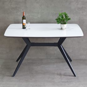 Bàn ăn chữ nhật 130x80cm mặt đá bo góc chân sắt - hình 1