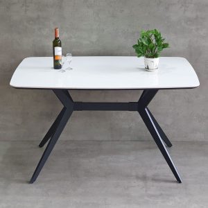 Bàn ăn chữ nhật 130x80cm mặt đá bo góc chân sắt - hình 1