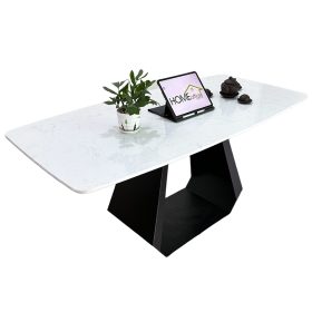 Bàn ăn chữ nhật 140 160x80 mặt đá chân sắt - hình 1