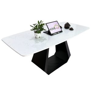 Bàn ăn chữ nhật 140 160x80 mặt đá chân sắt - hình 1