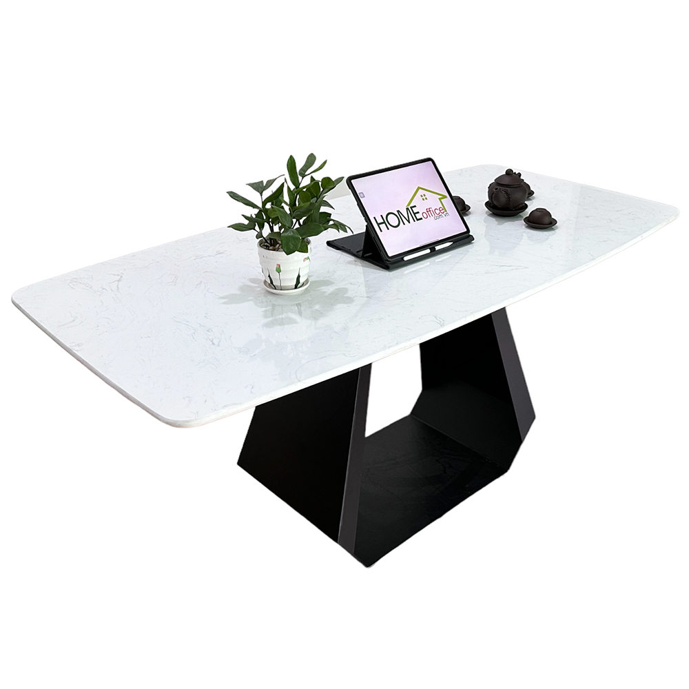 Bàn ăn chữ nhật 140 160x80 mặt đá chân sắt Bàn ăn chữ nhật 140 160x80 mặt đá chân sắt - hình 1